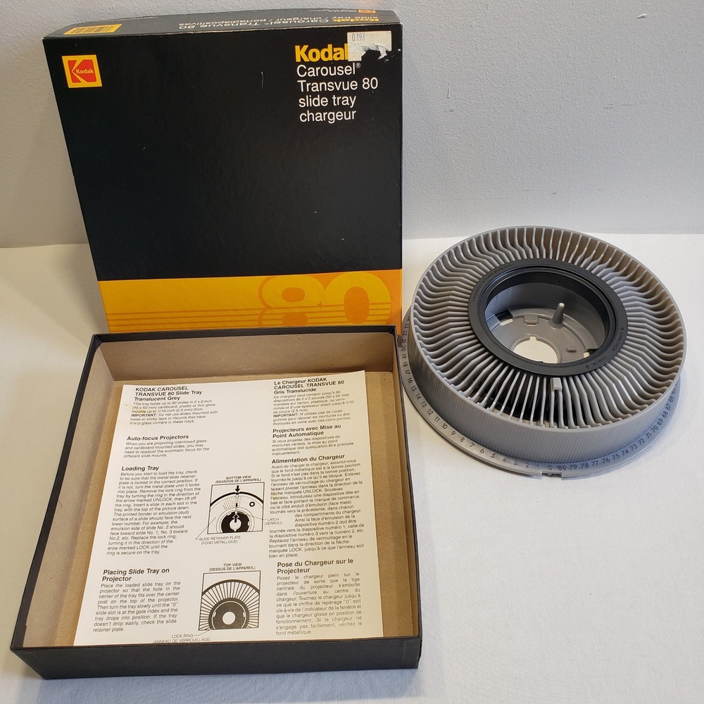 Kodak Carousel Transvue 80 Slide Tray Grey Projector Accessory 80 Capacity Boxed